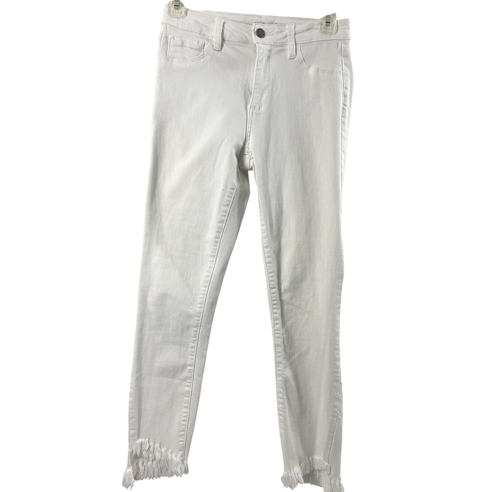 Cello White Denim Jeans Juniors 1 Skinny Mid Rise Raw Hem Stretch
